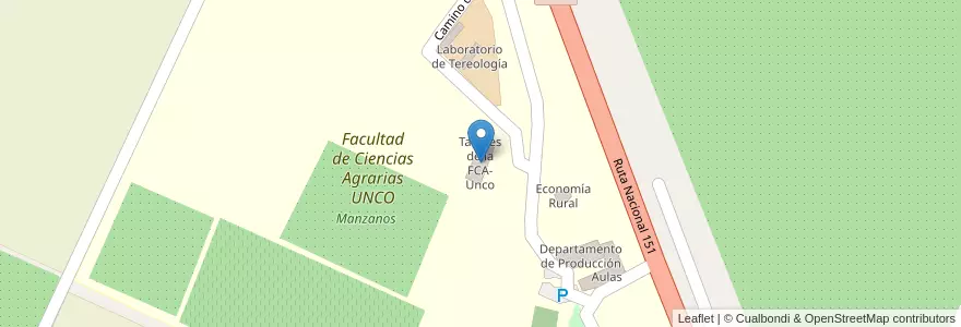Mapa de ubicacion de Talleres de la FCA-Unco en آرژانتین, شیلی, استان ریو نگرو، آرژانتین, Municipio De Cinco Saltos, Departamento General Roca.