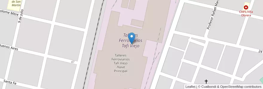 Mapa de ubicacion de Talleres Ferroviarios Tafi Viejo en Arjantin, Tucumán, Departamento Tafí Viejo, Tafí Viejo.