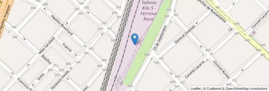 Mapa de ubicacion de Talleres Kilo 5 -Ferrosur Roca- en Argentinië, Buenos Aires, Partido De Lanús, Gerli.