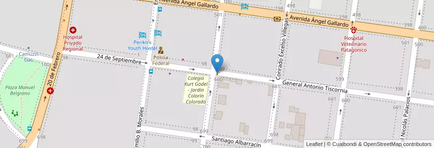 Mapa de ubicacion de Tamarindo Cafe en 아르헨티나, 칠레, 리오네그로주, Departamento Bariloche, Municipio De San Carlos De Bariloche, San Carlos De Bariloche.
