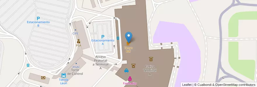 Mapa de ubicacion de Tango Bar en Argentinien, Provinz Buenos Aires, Partido De Ezeiza, Aeropuerto Internacional Ezeiza.