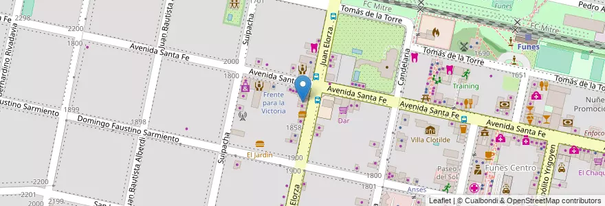 Mapa de ubicacion de Tanne en アルゼンチン, サンタフェ州, Departamento Rosario, Municipio De Funes, Funes.