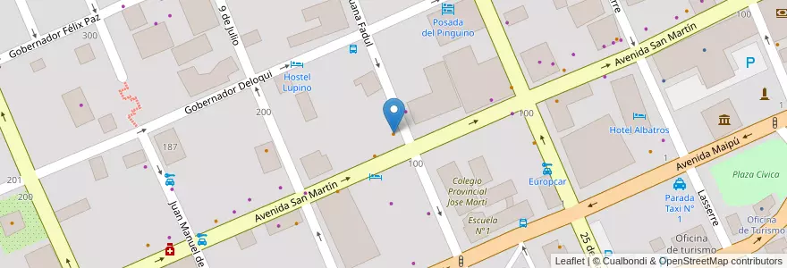 Mapa de ubicacion de Tante Sara Café Bar en 아르헨티나, Departamento Ushuaia, 칠레, 티에라델푸에고주, Ushuaia.