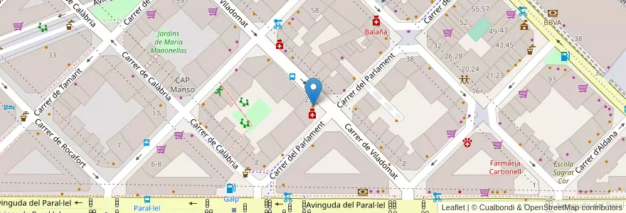 Mapa de ubicacion de Tarannà en 스페인, Catalunya, Barcelona, Barcelonès, 바르셀로나.