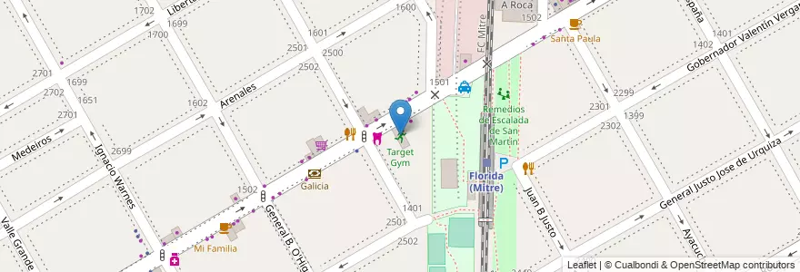 Mapa de ubicacion de Target Gym en Arjantin, Buenos Aires, Partido De Vicente López, Vicente López.