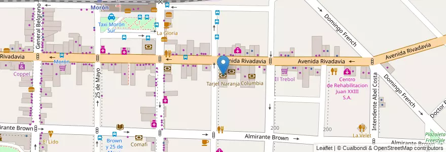 Mapa de ubicacion de Tarjet Naranja en Arjantin, Buenos Aires, Partido De Morón, Morón.