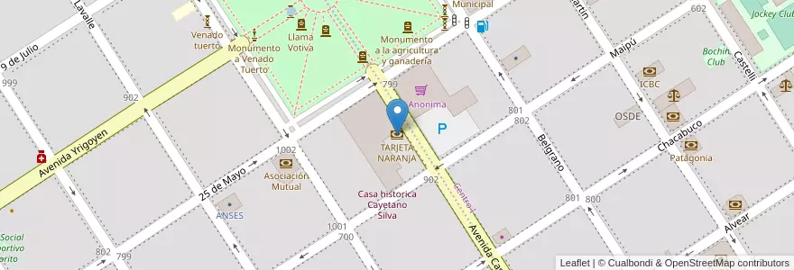 Mapa de ubicacion de TARJETA NARANJA en Arjantin, Santa Fe, Departamento General López, Municipio De Venado Tuerto.