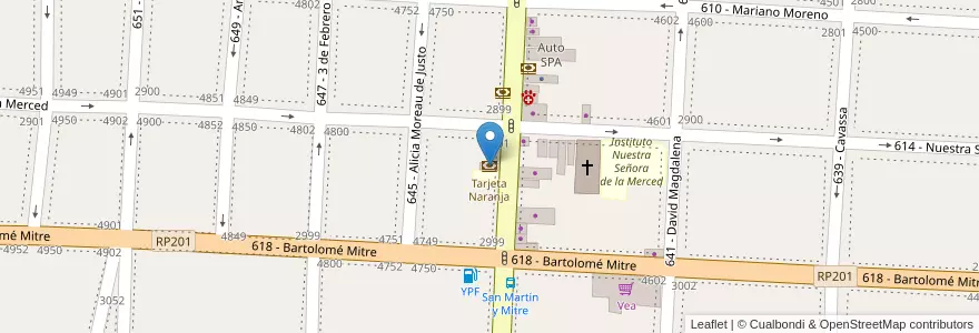 Mapa de ubicacion de Tarjeta Naranja en الأرجنتين, بوينس آيرس, Partido De Tres De Febrero, Caseros.