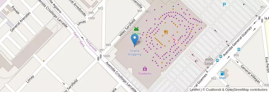 Mapa de ubicacion de Tarjeta Shopping en アルゼンチン, ブエノスアイレス州, Partido De Avellaneda.