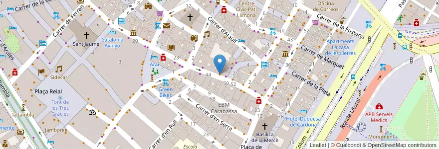 Mapa de ubicacion de Tasca La Musiqueta en Sepanyol, Catalunya, Barcelona, Barcelonès, Barcelona.