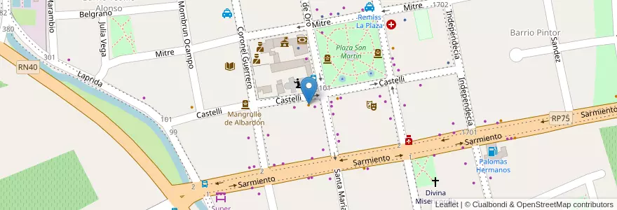 Mapa de ubicacion de Tato Pizzas y Lomos en アルゼンチン, サンフアン州, チリ, Albardón.