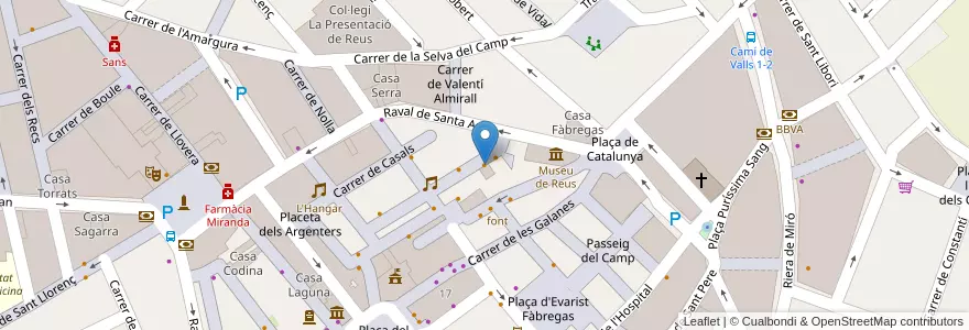 Mapa de ubicacion de Taverna Despertaferro en إسبانيا, كتالونيا, Tarragona, Baix Camp, Reus.