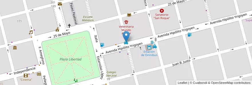 Mapa de ubicacion de Taxi en Argentine, Santa Fe, Departamento Castellanos, Municipio De Sunchales.