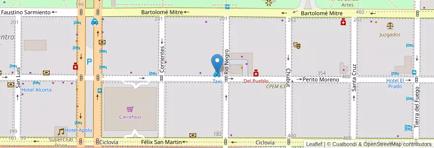 Mapa de ubicacion de Taxi en Argentina, Chile, Wilayah Neuquén, Departamento Confluencia, Municipio De Neuquén, Neuquén.