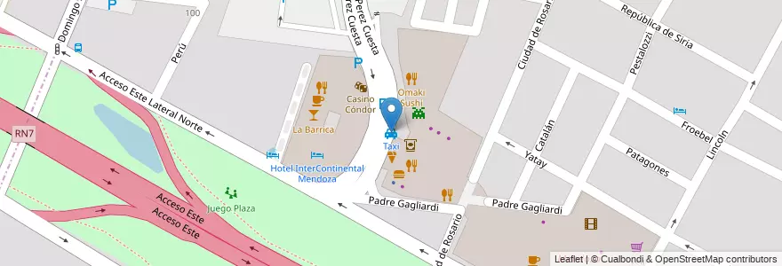 Mapa de ubicacion de Taxi en アルゼンチン, チリ, メンドーサ州, Departamento Guaymallén, Distrito Villa Nueva.