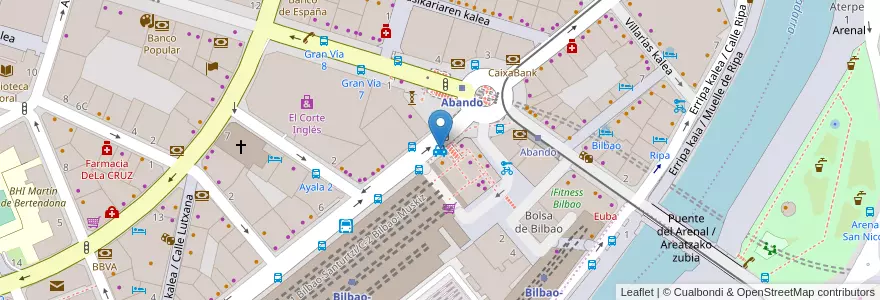 Mapa de ubicacion de Taxi Abando en Spanje, Baskenland, Biskaje, Bilboaldea, Bilbao.