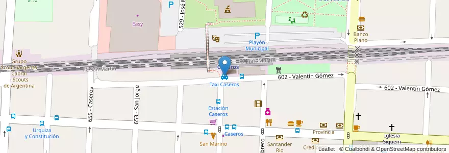 Mapa de ubicacion de Taxi Caseros en 아르헨티나, 부에노스아이레스주, Partido De Tres De Febrero, Caseros.