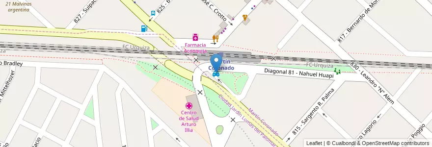 Mapa de ubicacion de Taxi Coronado en Argentina, Buenos Aires, Partido De Tres De Febrero, Martín Coronado.