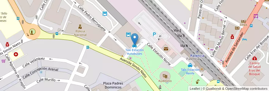 Mapa de ubicacion de Taxi Estación Autobuses en Spanien, Kastilien Und León, Palencia, Campos, Palencia.
