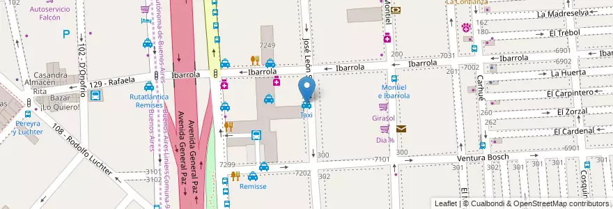 Mapa de ubicacion de Taxi, Liniers en 아르헨티나, Ciudad Autónoma De Buenos Aires, 부에노스아이레스.