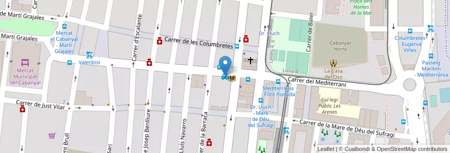 Mapa de ubicacion de Taxi stop en スペイン, バレンシア州, València / Valencia, Comarca De València, València.