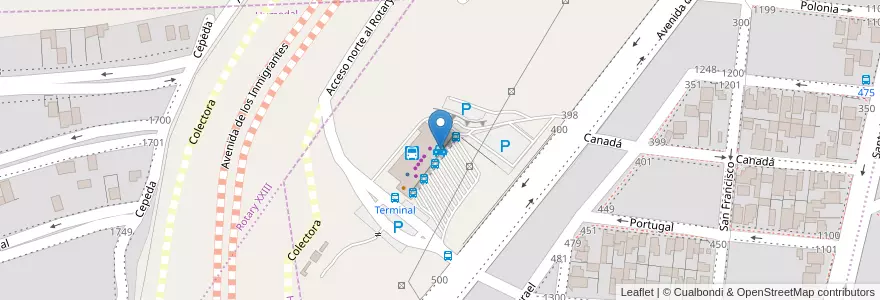 Mapa de ubicacion de Taxi Sur en Argentina, Wilayah Santa Cruz, Chile, Deseado, Caleta Olivia.
