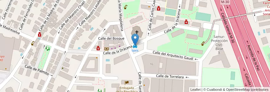 Mapa de ubicacion de taxis en 스페인, Comunidad De Madrid, Comunidad De Madrid, Área Metropolitana De Madrid Y Corredor Del Henares, 마드리드.