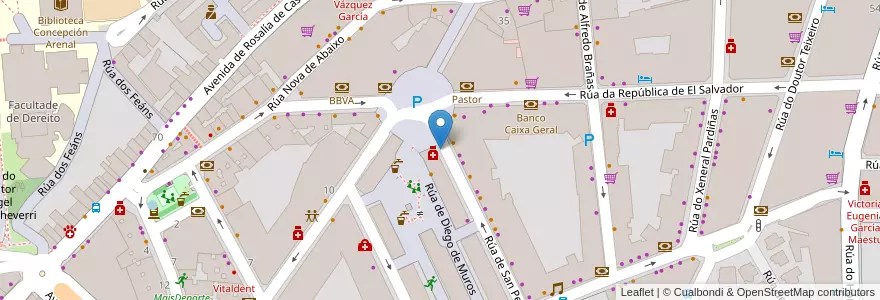 Mapa de ubicacion de Taxis Praza Roxa en Spanje, Galicië, A Coruña, Santiago, Santiago De Compostela.