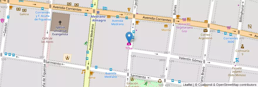 Mapa de ubicacion de TCba, Almagro en Argentinien, Ciudad Autónoma De Buenos Aires, Comuna 5, Buenos Aires.