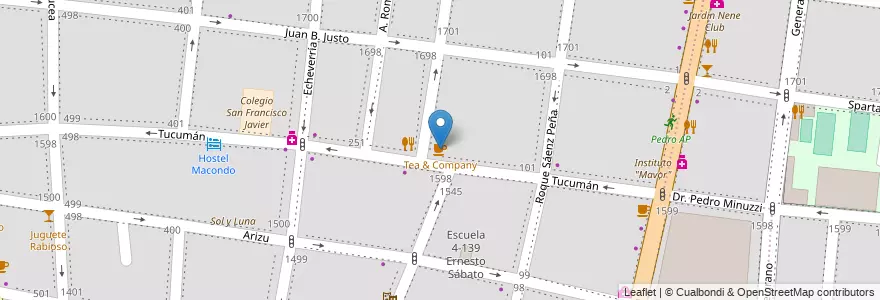 Mapa de ubicacion de Tea & Company en 阿根廷, 智利, Mendoza, Godoy Cruz, Departamento Godoy Cruz, Distrito Ciudad De Godoy Cruz.