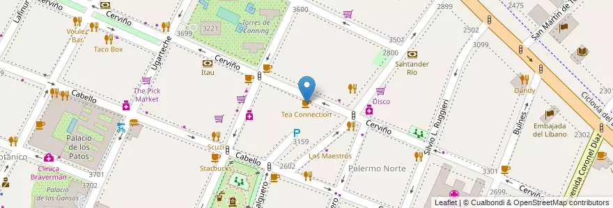 Mapa de ubicacion de Tea Connection, Palermo en Аргентина, Буэнос-Айрес, Буэнос-Айрес, Comuna 14.