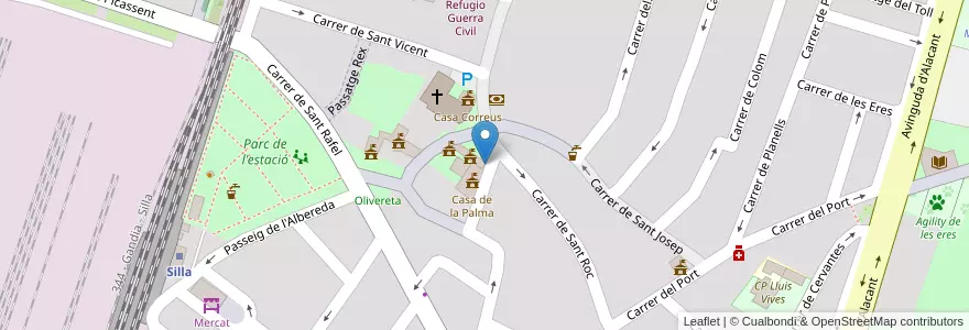 Mapa de ubicacion de Teatre de la plaça en スペイン, バレンシア州, València / Valencia, L'Horta Sud, Silla.