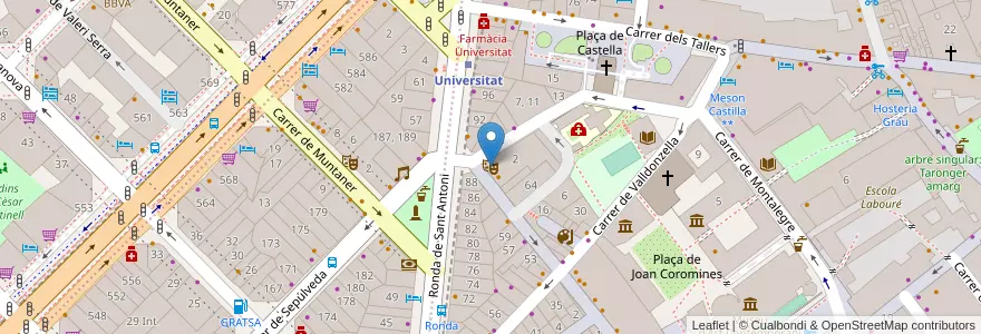 Mapa de ubicacion de Teatre Goya en スペイン, カタルーニャ州, Barcelona, バルサルネス, Barcelona.