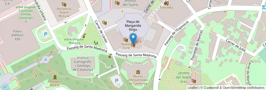 Mapa de ubicacion de Teatre Lliure en Spanje, Catalonië, Barcelona, Barcelonès, Barcelona.