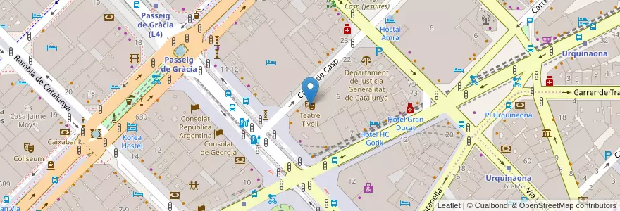 Mapa de ubicacion de Teatre Tívoli en إسبانيا, كتالونيا, برشلونة, بارسلونس, Barcelona.