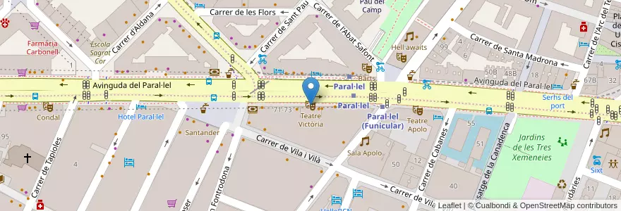 Mapa de ubicacion de Teatre Victòria en اسپانیا, Catalunya, Barcelona, Barcelonès, Barcelona.