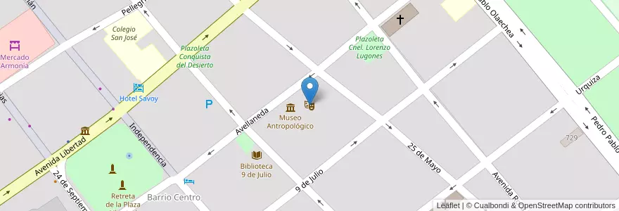 Mapa de ubicacion de Teatro 25 de Mayo en Arjantin, Santiago Del Estero, Departamento Capital, Santiago Del Estero.