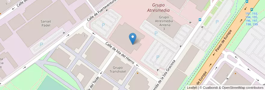 Mapa de ubicacion de Teatro Antena 3 Televisión en إسبانيا, منطقة مدريد, منطقة مدريد, Área Metropolitana De Madrid Y Corredor Del Henares, San Sebastián De Los Reyes.