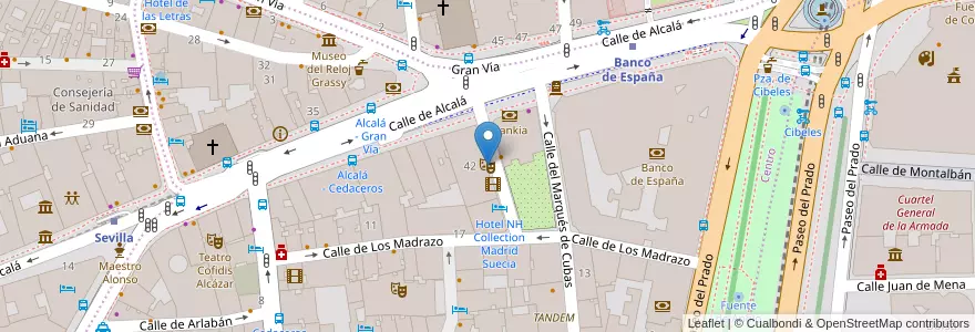 Mapa de ubicacion de Teatro Bellas Artes en 스페인, Comunidad De Madrid, Comunidad De Madrid, Área Metropolitana De Madrid Y Corredor Del Henares, 마드리드.
