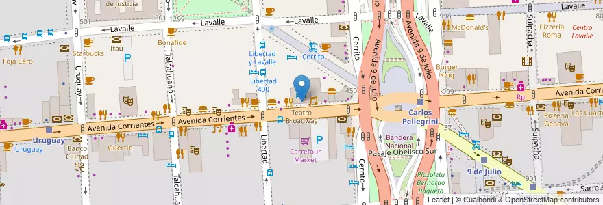 Mapa de ubicacion de Teatro Broadway, San Nicolas en アルゼンチン, Ciudad Autónoma De Buenos Aires, Comuna 1, ブエノスアイレス.