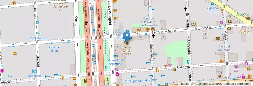 Mapa de ubicacion de Teatro Carlos Carella, San Nicolas en Argentinië, Ciudad Autónoma De Buenos Aires, Comuna 1, Buenos Aires.
