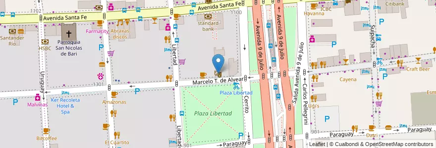 Mapa de ubicacion de Teatro Coliseo, Retiro en アルゼンチン, Ciudad Autónoma De Buenos Aires, Comuna 1, ブエノスアイレス.