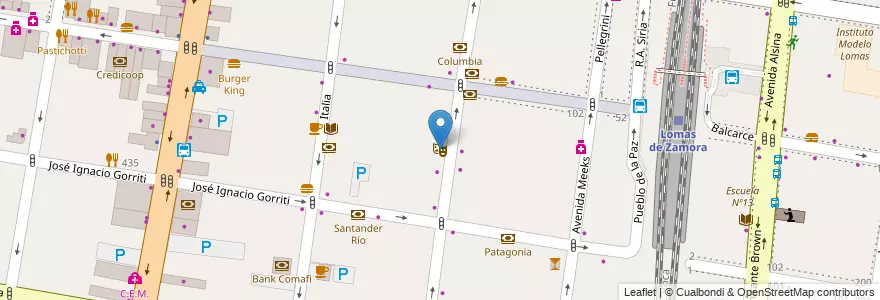 Mapa de ubicacion de Teatro Coliseo en アルゼンチン, ブエノスアイレス州, Partido De Lomas De Zamora, Lomas De Zamora.