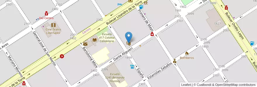 Mapa de ubicacion de Teatro Dante en الأرجنتين, سانتا في, Departamento Caseros, Municipio De Casilda, Casilda.