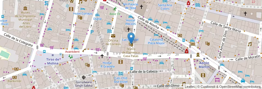 Mapa de ubicacion de Teatro de Flamenco Casa Patas en Sepanyol, Comunidad De Madrid, Comunidad De Madrid, Área Metropolitana De Madrid Y Corredor Del Henares, Madrid.