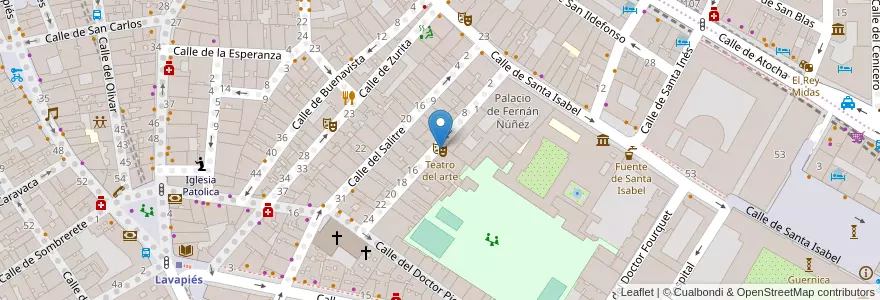Mapa de ubicacion de Teatro del arte en 스페인, Comunidad De Madrid, Comunidad De Madrid, Área Metropolitana De Madrid Y Corredor Del Henares, 마드리드.