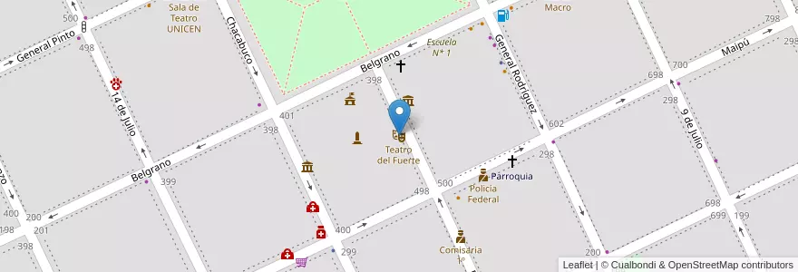 Mapa de ubicacion de Teatro del Fuerte en Argentinien, Provinz Buenos Aires, Partido De Tandil, Tandil.