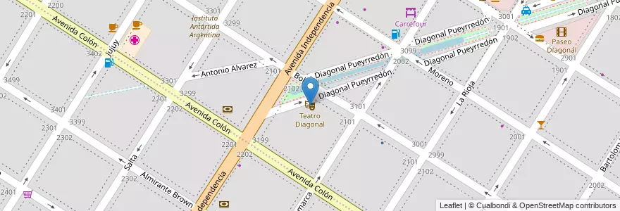 Mapa de ubicacion de Teatro Diagonal en Argentina, Provincia Di Buenos Aires, Partido De General Pueyrredón, Mar Del Plata.