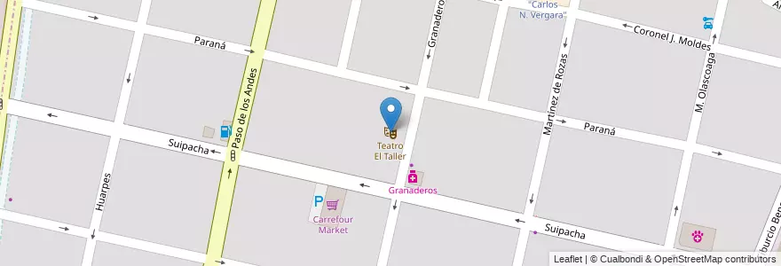 Mapa de ubicacion de Teatro El Taller en آرژانتین, شیلی, Mendoza, Departamento Capital, Ciudad De Mendoza.