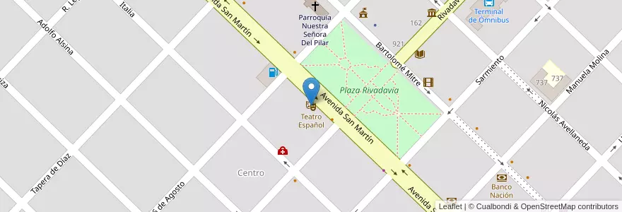Mapa de ubicacion de Teatro Español en Argentinien, Provinz Buenos Aires, Partido De General Viamonte, Los Toldos.